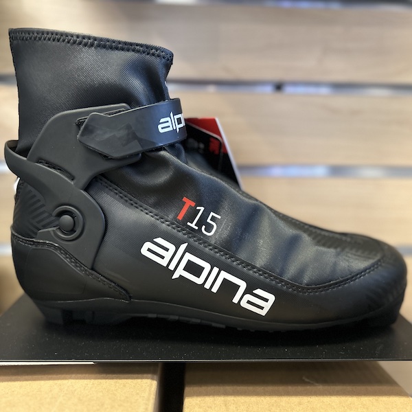 Classic touring cross-country boot on retail display.