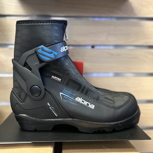 Backcountry cross-country boot on retail display.